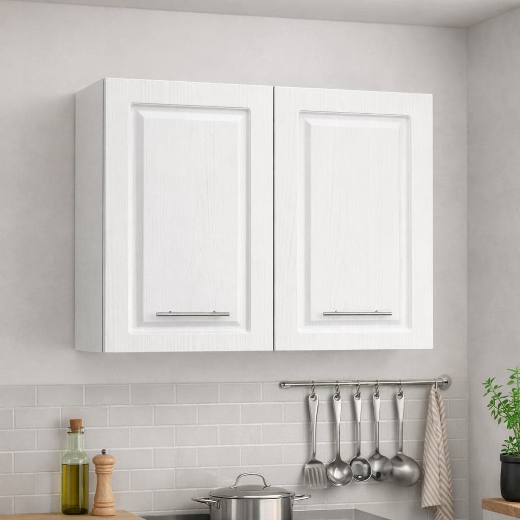 Mobile Cucina Pensile 2Ante Componibile in Legno Bianco Frass. Classico 80x32 H72cm in Mobili a muro Danyx - Casoria, commercioVirtuoso.it