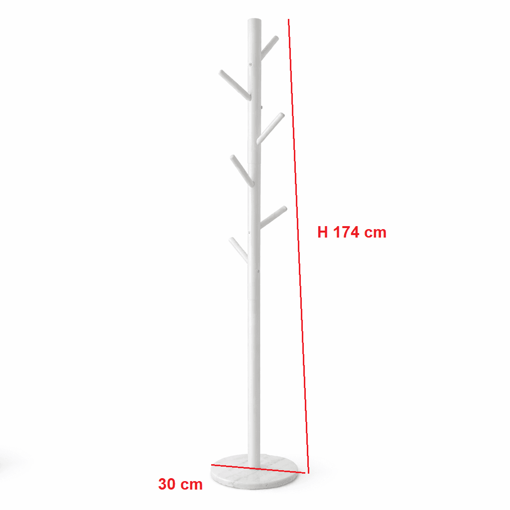 Appendiabiti in Metallo con Base in Marmo Bianco 174 cm Moderno con 6 Ganci in Appendiabiti Danyx - Casoria, commercioVirtuoso.it