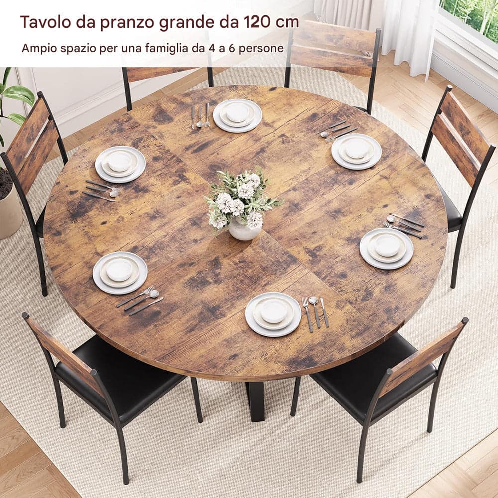 Tavolo da Pranzo Tondo Industrial 120x120 cm con Ripiano Portaoggetti Metallo Nero in Tavoli da sala da pranzo Danyx - Casoria, commercioVirtuoso.it