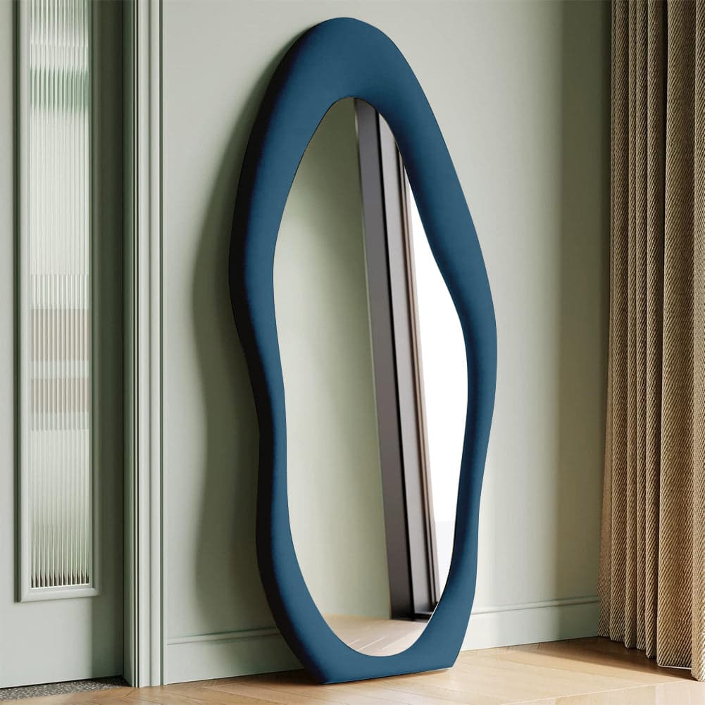 Specchio Grande Ondulato 60x160 cm da Parete con Cornice in Velluto Moderno Blu in Specchi da parete Danyx - Casoria, commercioVirtuoso.it