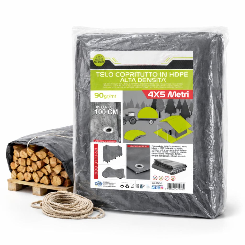 Telo Copritutto in HDPE 4x5 mt Resistente Occhielli Alluminio Alta Densità 90gr/mq in Teloni Danyx - Casoria, commercioVirtuoso.it
