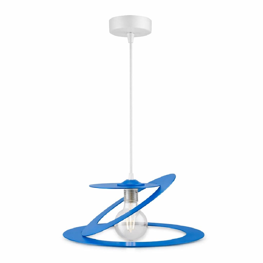 Lampadario Sospensione Metallo Taglio Laser 40 cm 1 luce  E27 Azzurro