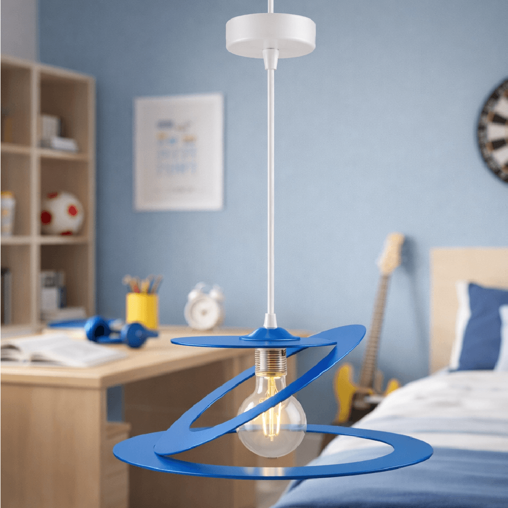 Lampadario Sospensione Metallo Taglio Laser 40 cm 1 luce  E27 Azzurro in Lampade a sospensione Danyx - Casoria, commercioVirtuoso.it