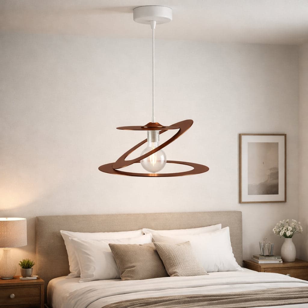 Lampadario Sospensione Metallo Taglio Laser 40 cm 1 luce  E27 Marrone Bruciato in Lampade a sospensione Danyx - Casoria, commercioVirtuoso.it