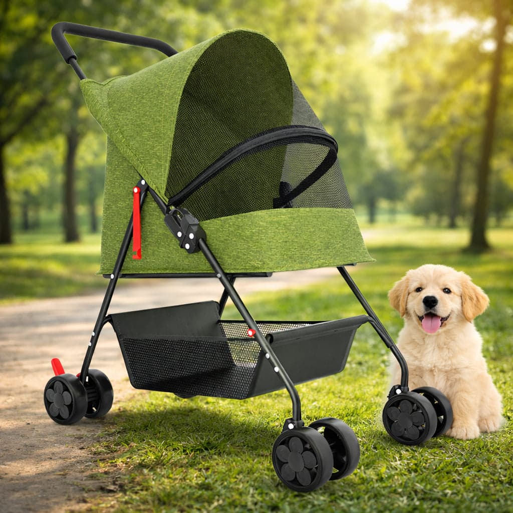 Passeggino Pieghevole per Cani e Gatti con Cappottina Max 15kg Animali Domestici Verde in Passeggini Danyx - Casoria, commercioVirtuoso.it