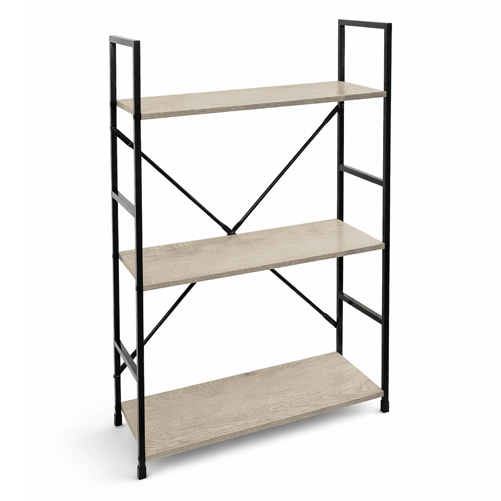Mobile Scaffale Industrial 3 Ripiani Metallo Nero Legno Mdf Rovere 59x24 H80cm in Librerie Danyx - Casoria, commercioVirtuoso.it