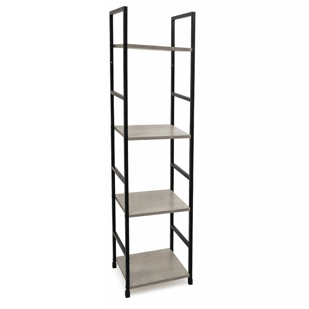 Mobile Scaffale Industrial 4 Ripiani Metallo Nero Legno Mdf Rovere 29x24 H112cm in Librerie Danyx - Casoria, commercioVirtuoso.it