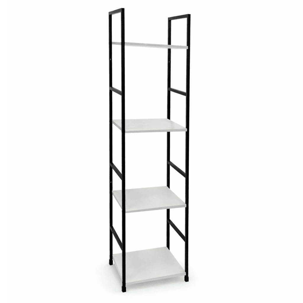 Mobile Scaffale Industrial 4 Ripiani Metallo Nero Legno Mdf Bianco 29x24 H112cm in Librerie Danyx - Casoria, commercioVirtuoso.it