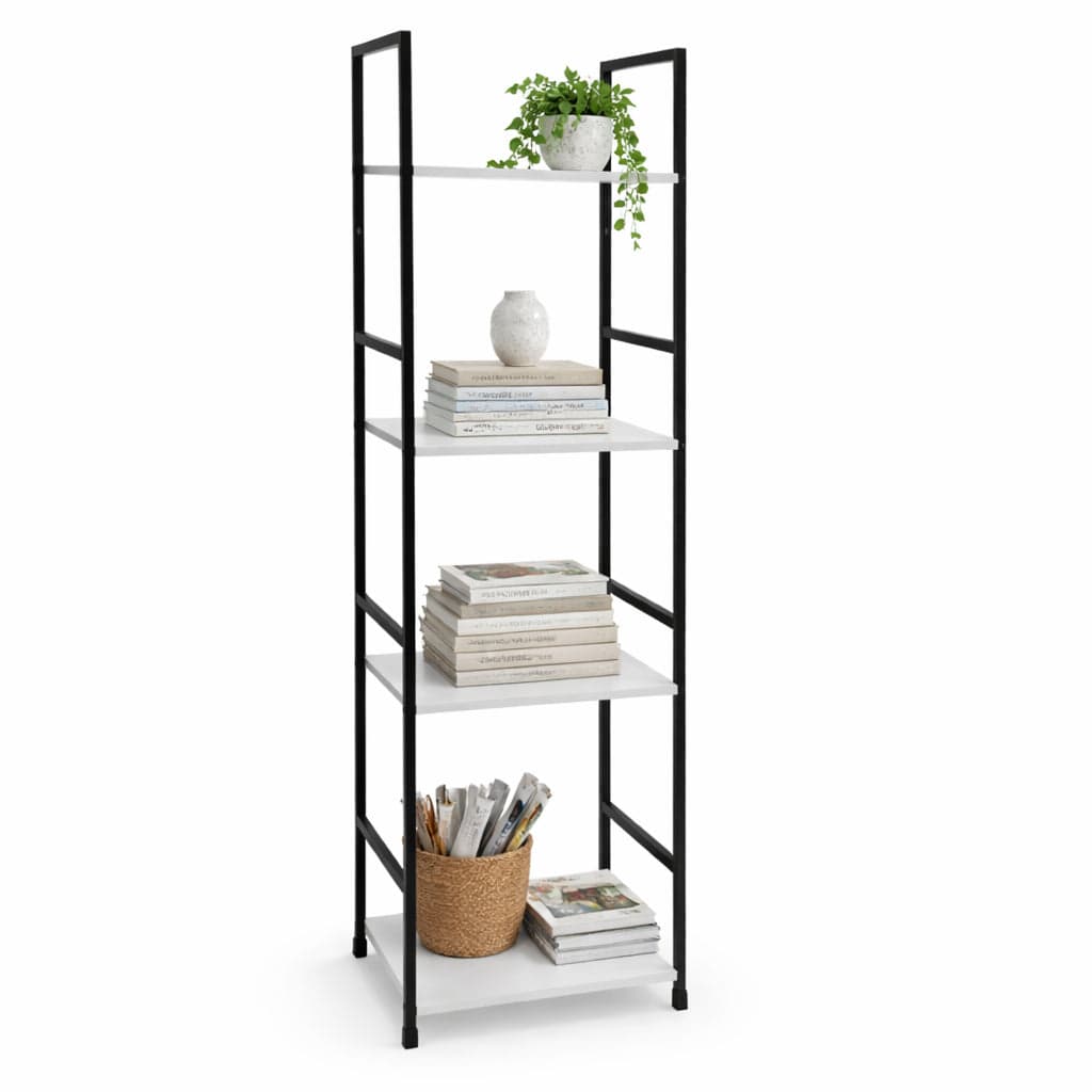 Mobile Scaffale Industrial 4 Ripiani Metallo Nero Legno Mdf Bianco 29x24 H112cm in Librerie Danyx - Casoria, commercioVirtuoso.it