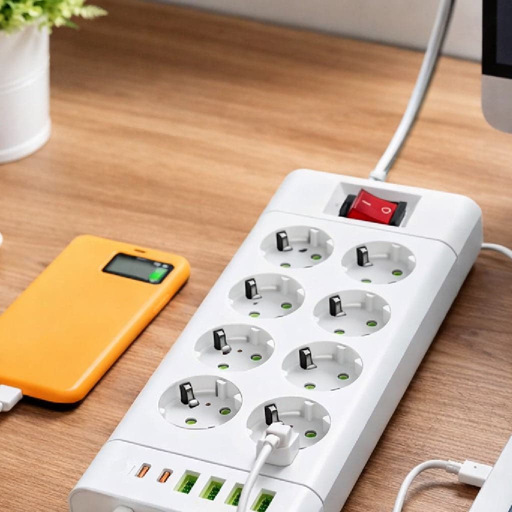 Ciabatta Multifunzione 8 Prese Schuko 5 USB 2500W con Interruttore Protezione IPX0 in Multiprese Danyx - Casoria, commercioVirtuoso.it