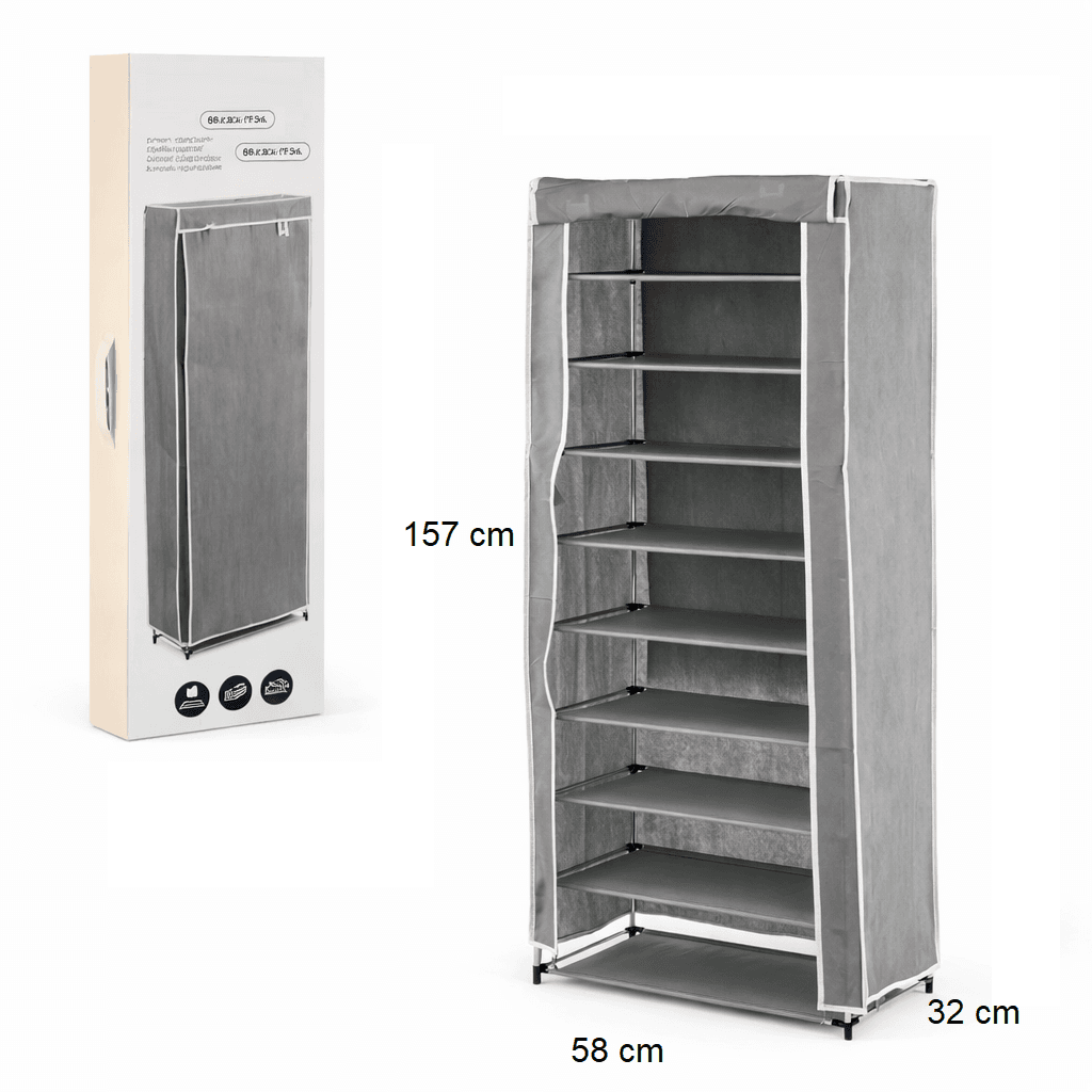 Armadio Scarpiera Salvaspazio 9 Ripiani TNT Struttura Metallo 58x32 h157 cm in Scaffali portascarpe Danyx - Casoria, commercioVirtuoso.it
