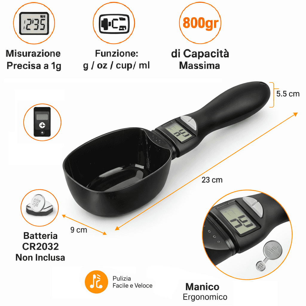 Mini Bilancia da Cucina Digitale 800gr Cucchiaio Misuratore per Dieta in Bilance Danyx - Casoria, commercioVirtuoso.it