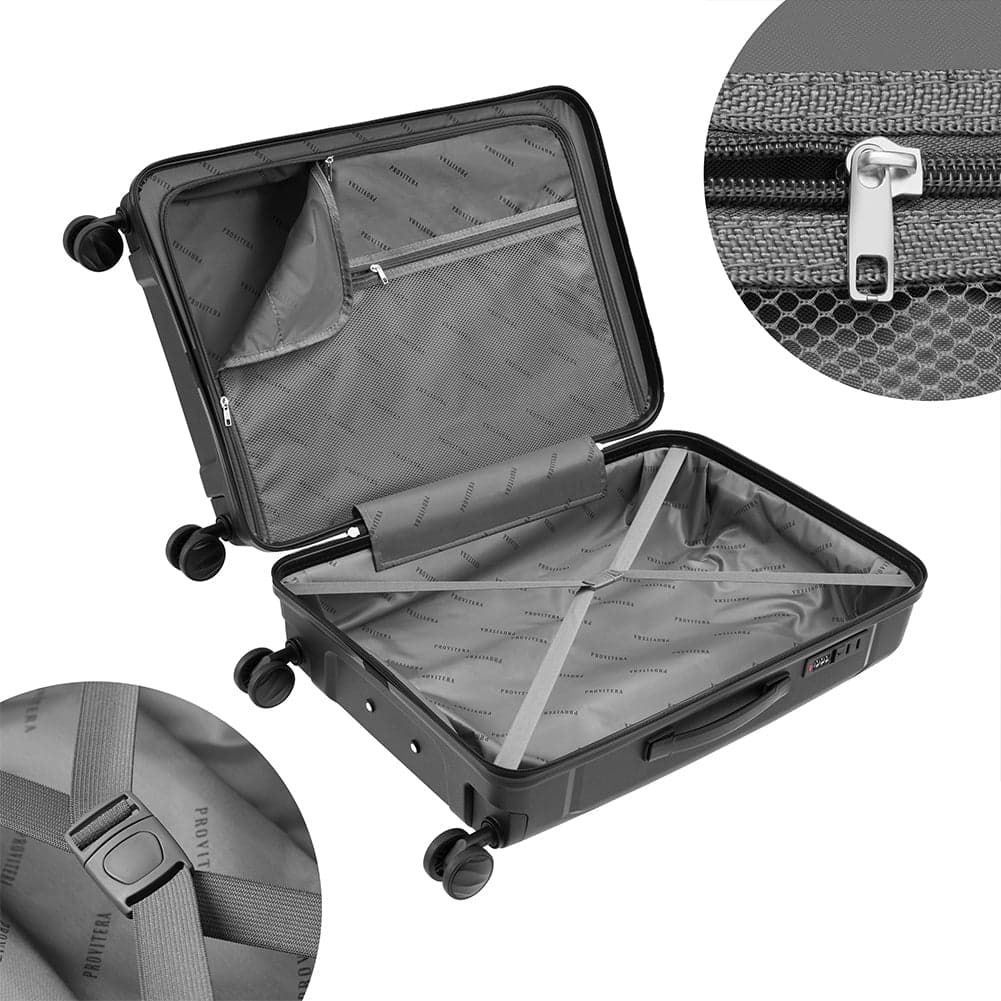 Set 3 Valigie Rigide ABS 90 59 38 Litri con Ruote Easy Roll e Lucchetto Nero in Bagaglio a mano Danyx - Casoria, commercioVirtuoso.it