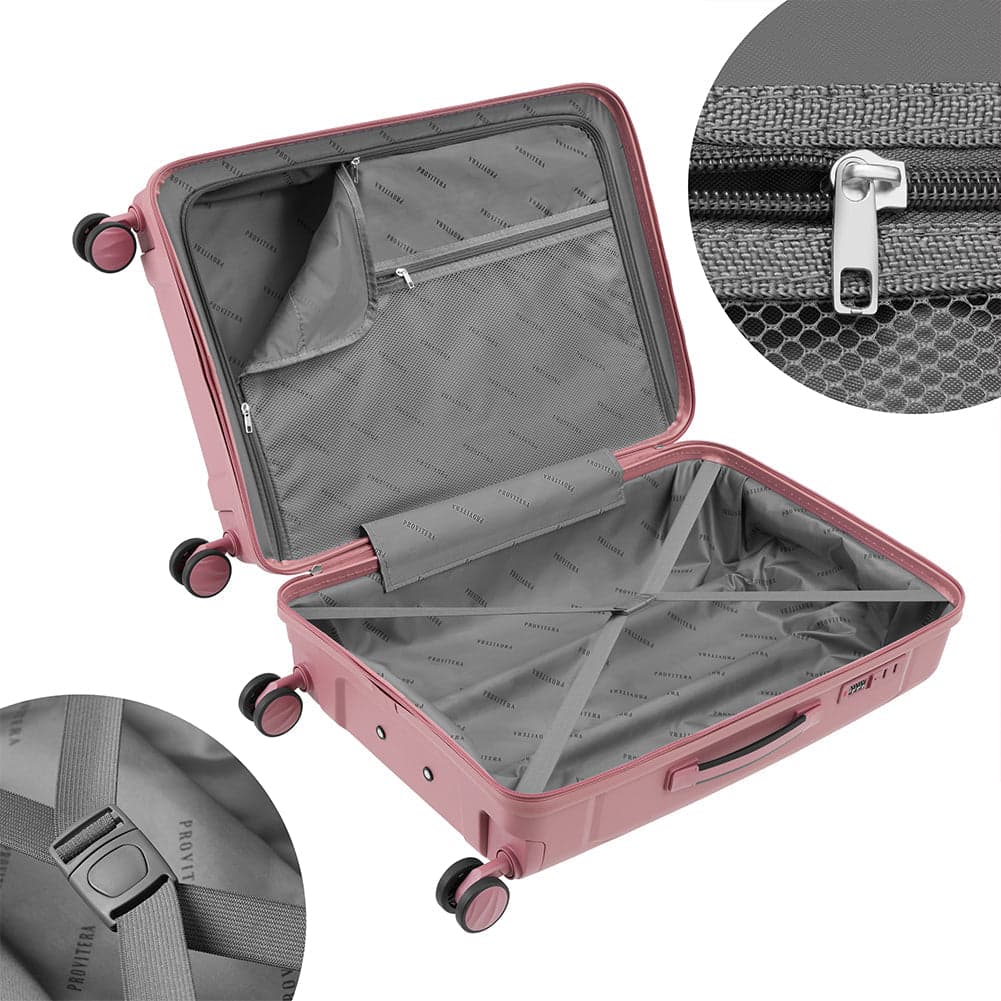 Set 3 Valigie Rigide ABS 90 59 38 Litri con Ruote Easy Roll e Lucchetto Rosa in Set di valigie Danyx - Casoria, commercioVirtuoso.it