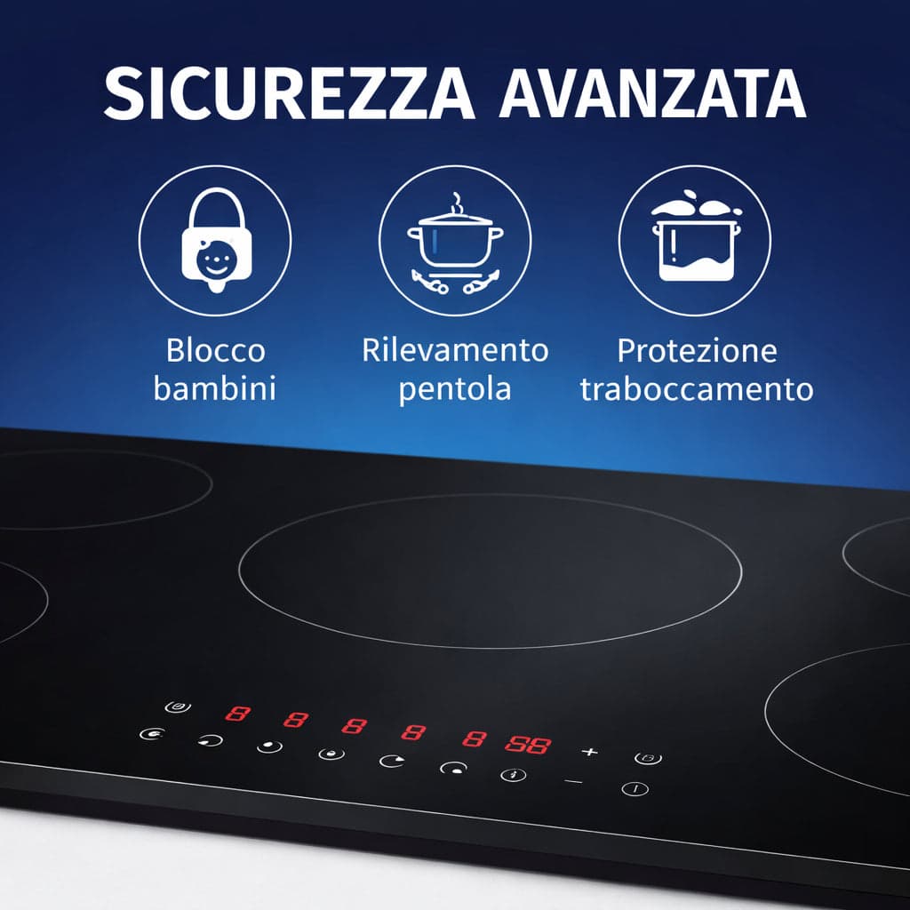 Piano Cottura Induzione 77cm 5 Fuochi Vetro Nero Touch 9 Livelli Power Boost in  Danyx - Casoria, commercioVirtuoso.it