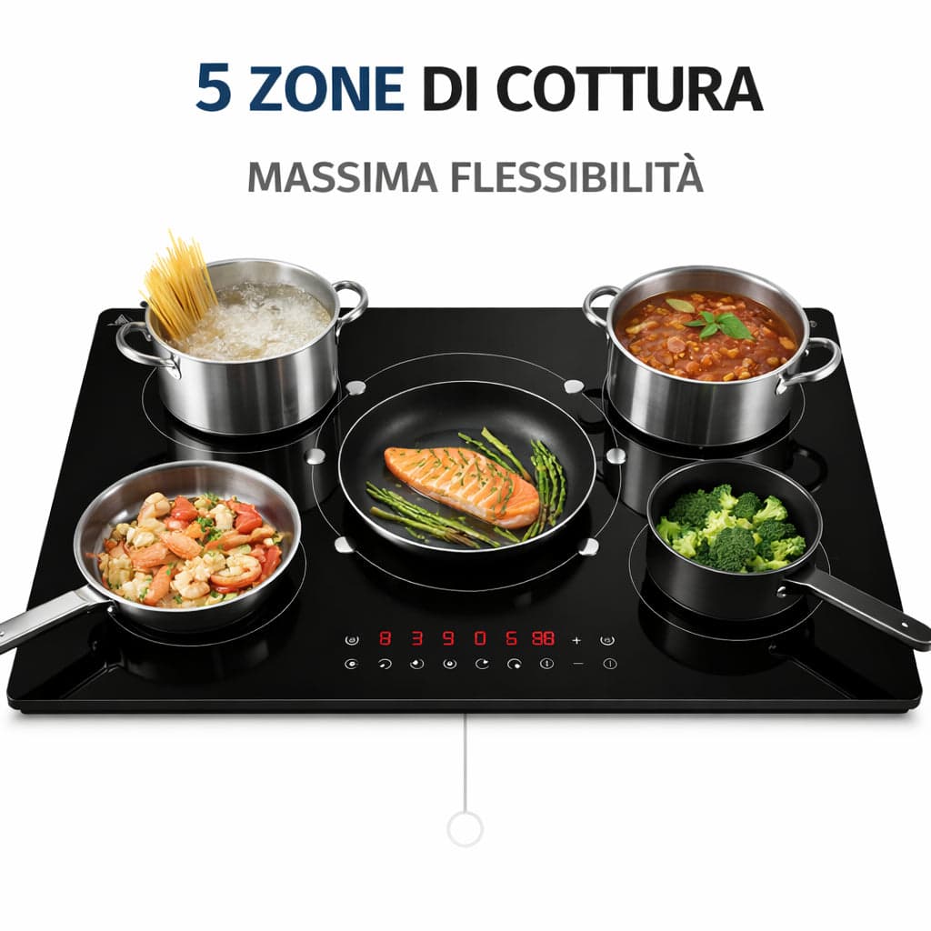 Piano Cottura Induzione 77cm 5 Fuochi Vetro Nero Touch 9 Livelli Power Boost in  Danyx - Casoria, commercioVirtuoso.it