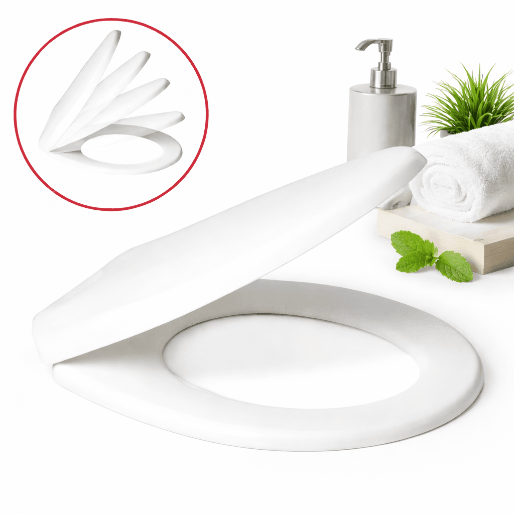 Copri Water Universale Soft Close Sedile WC in PP Bianco Chiusura Rallentata