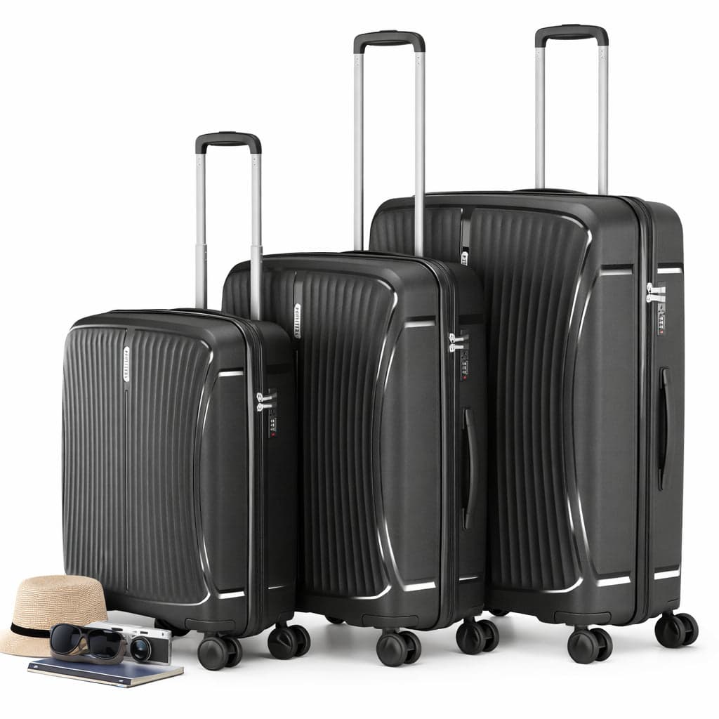 Set 3 Valigie Rigide ABS 90 59 38 Litri con Ruote Easy Roll e Lucchetto Nero in Bagaglio a mano Danyx - Casoria, commercioVirtuoso.it