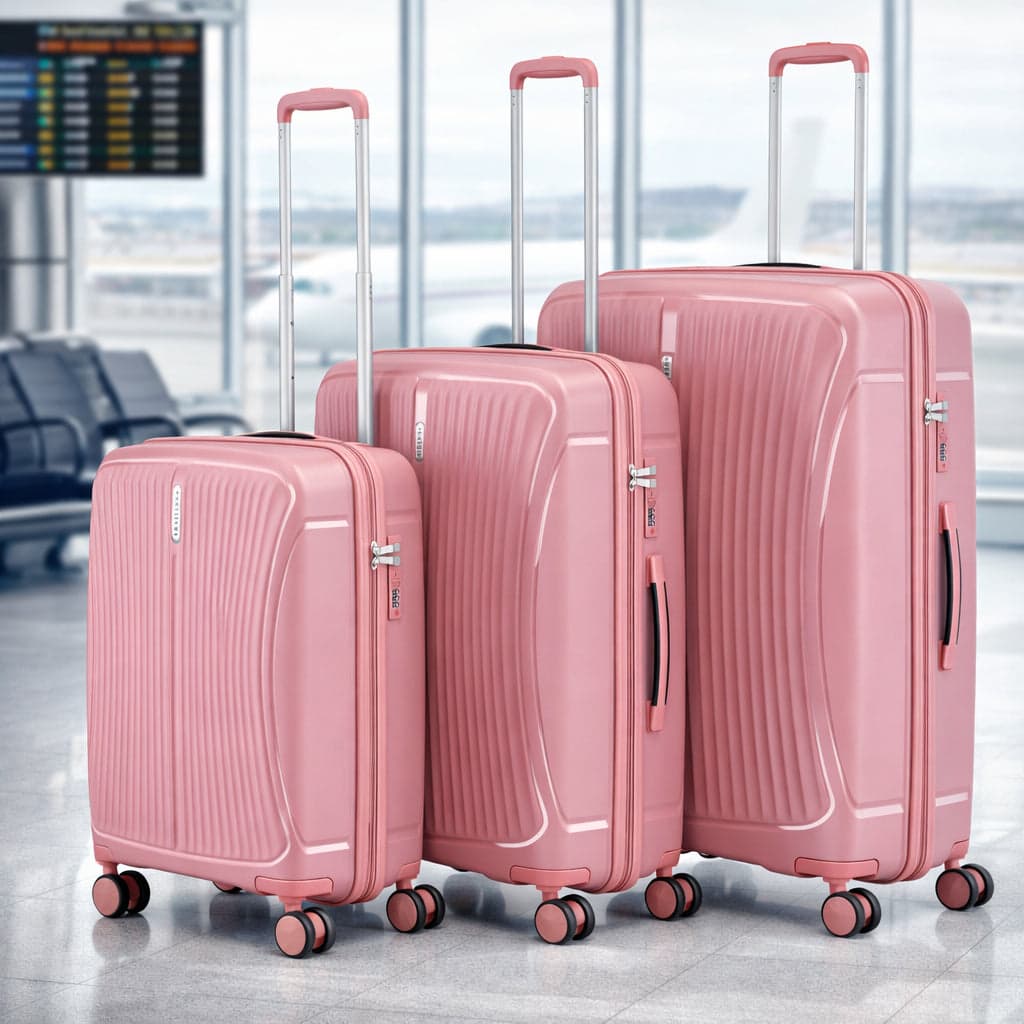 Set 3 Valigie Rigide ABS 90 59 38 Litri con Ruote Easy Roll e Lucchetto Rosa in Set di valigie Danyx - Casoria, commercioVirtuoso.it