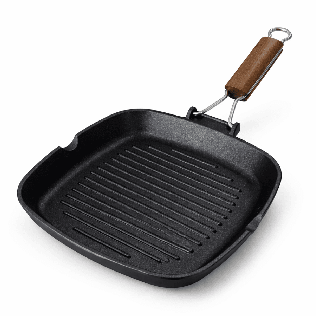 Bistecchiera 26x26 cm Antiaderente 3 Strati Manico Pieghevole Salvaspazio Made in Italy in Padelle grill Danyx - Casoria, commercioVirtuoso.it