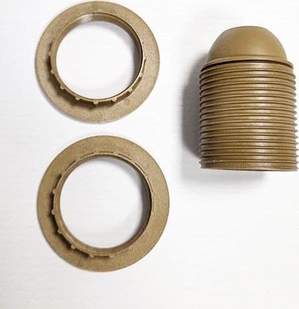 PORTALAMPADA E 27 ORO FILETTATO + GHIERA IN BAKELITE ATTACCO GRANDE -PZ 2 in prodotto EuroStore07 - Alatri, commercioVirtuoso.it