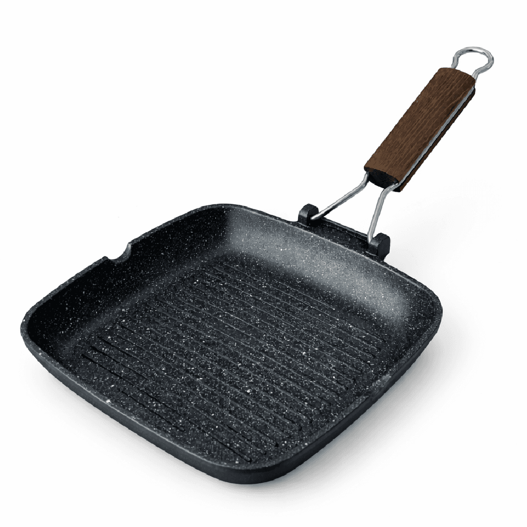 Bistecchiera 28x28 cm Antiaderente 5 Strati Pietra Manico Pieghevole Made in Italy in Padelle grill Danyx - Casoria, commercioVirtuoso.it