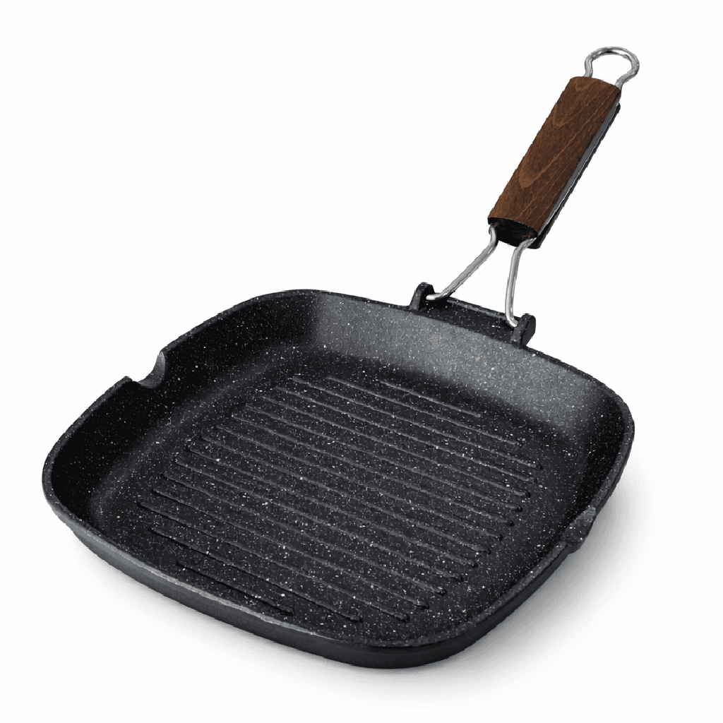 Bistecchiera 26x26 cm Antiaderente 5 Strati Pietra Manico Pieghevole Made in Italy in Padelle grill Danyx - Casoria, commercioVirtuoso.it