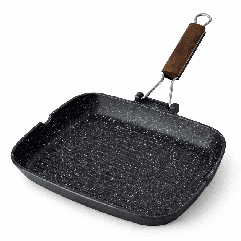 Bistecchiera 25x35 cm Antiaderente 5 Strati Pietra Manico Pieghevole Made in Italy in Padelle grill Danyx - Casoria, commercioVirtuoso.it