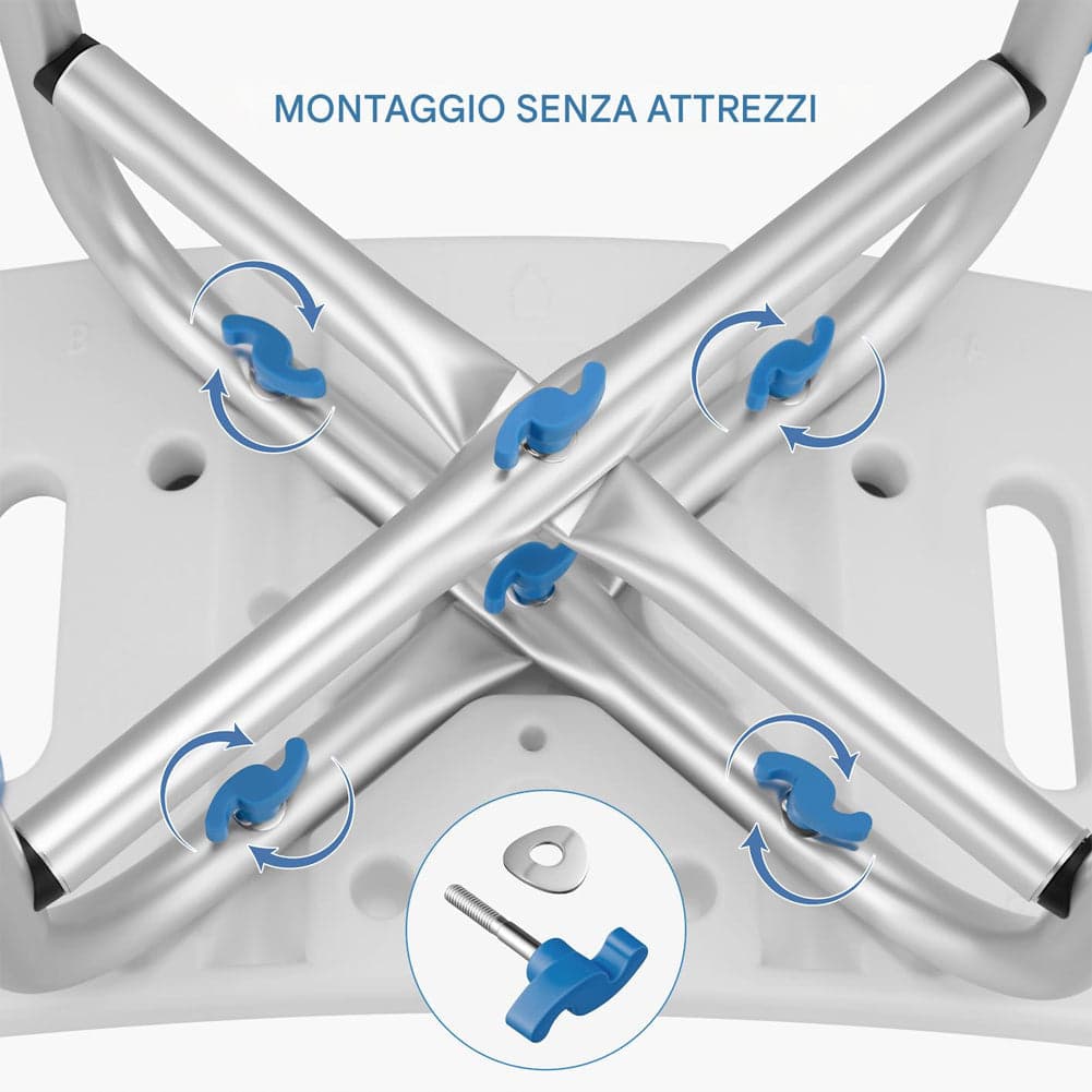Sgabello Doccia Alluminio Antiscivolo Regolabile per Anziani e Disabili 150 kg in Sgabelli per doccia e bagno Danyx - Casoria, commercioVirtuoso.it