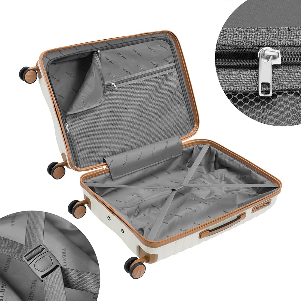 Set 4 Valigie Rigide Abs e PP con Beauty Case, Trolley 4 Ruote, Lucchetto Bianco in Set di valigie Danyx - Casoria, commercioVirtuoso.it