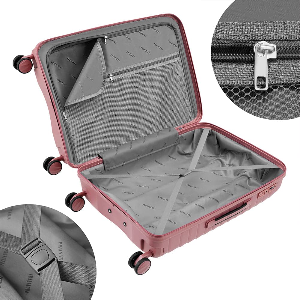 Set 4 Valigie Rigide Abs e PP con Beauty Case, Trolley 4 Ruote, Lucchetto Rosa in Set di valigie Danyx - Casoria, commercioVirtuoso.it