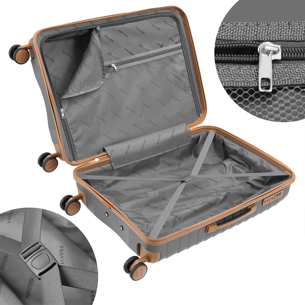 Set 4 Valigie Rigide Abs e PP con Beauty Case, Trolley 4 Ruote, Lucchetto Grigio in Set di valigie Danyx - Casoria, commercioVirtuoso.it