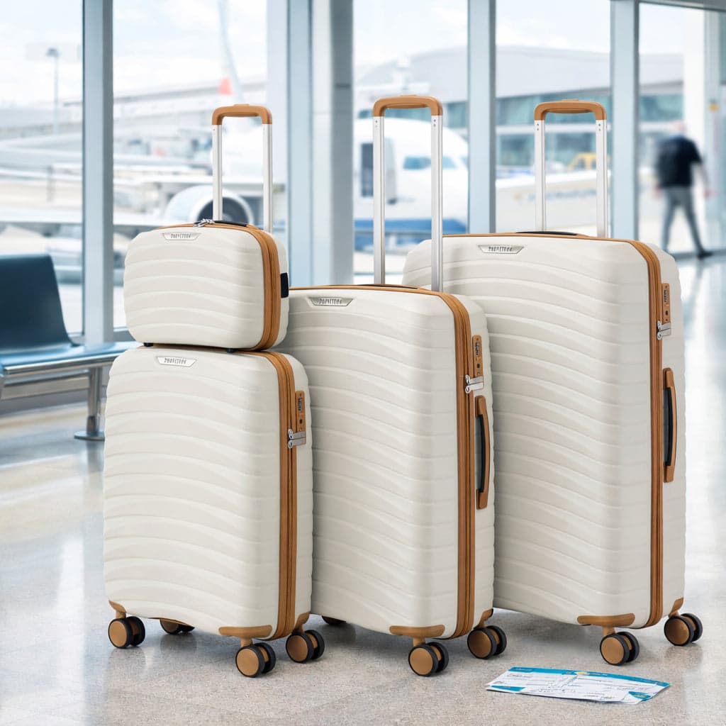 Set 4 Valigie Rigide Abs e PP con Beauty Case, Trolley 4 Ruote, Lucchetto Bianco in Set di valigie Danyx - Casoria, commercioVirtuoso.it