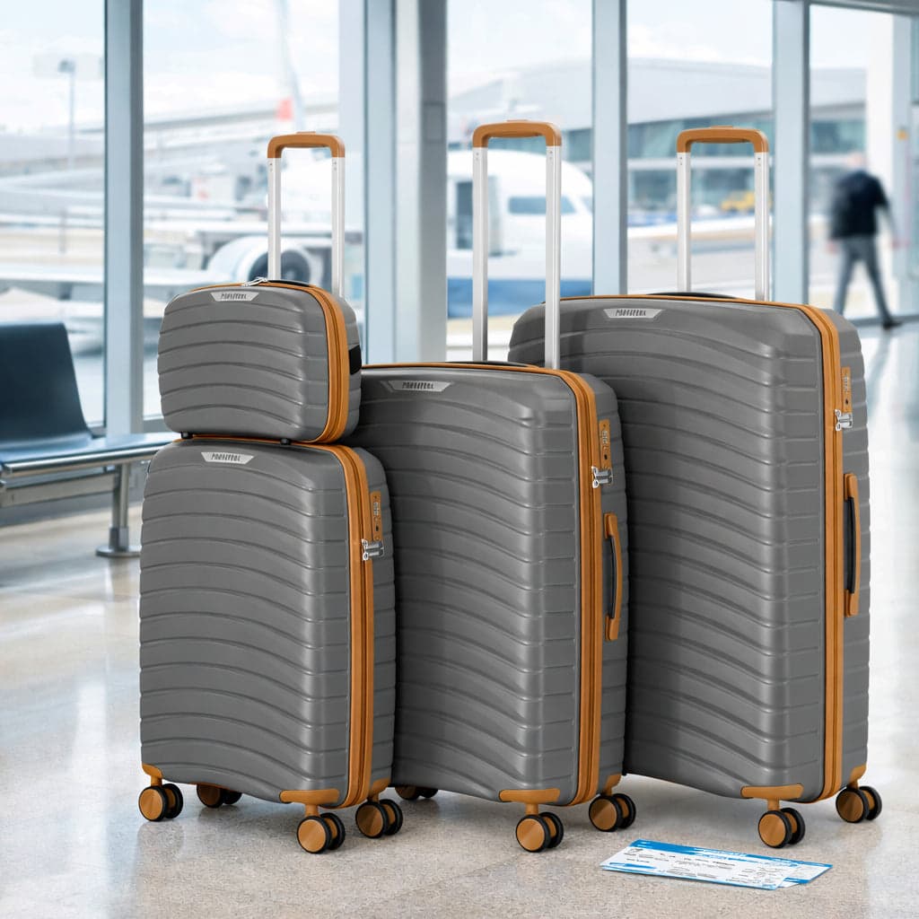 Set 4 Valigie Rigide Abs e PP con Beauty Case, Trolley 4 Ruote, Lucchetto Grigio in Set di valigie Danyx - Casoria, commercioVirtuoso.it