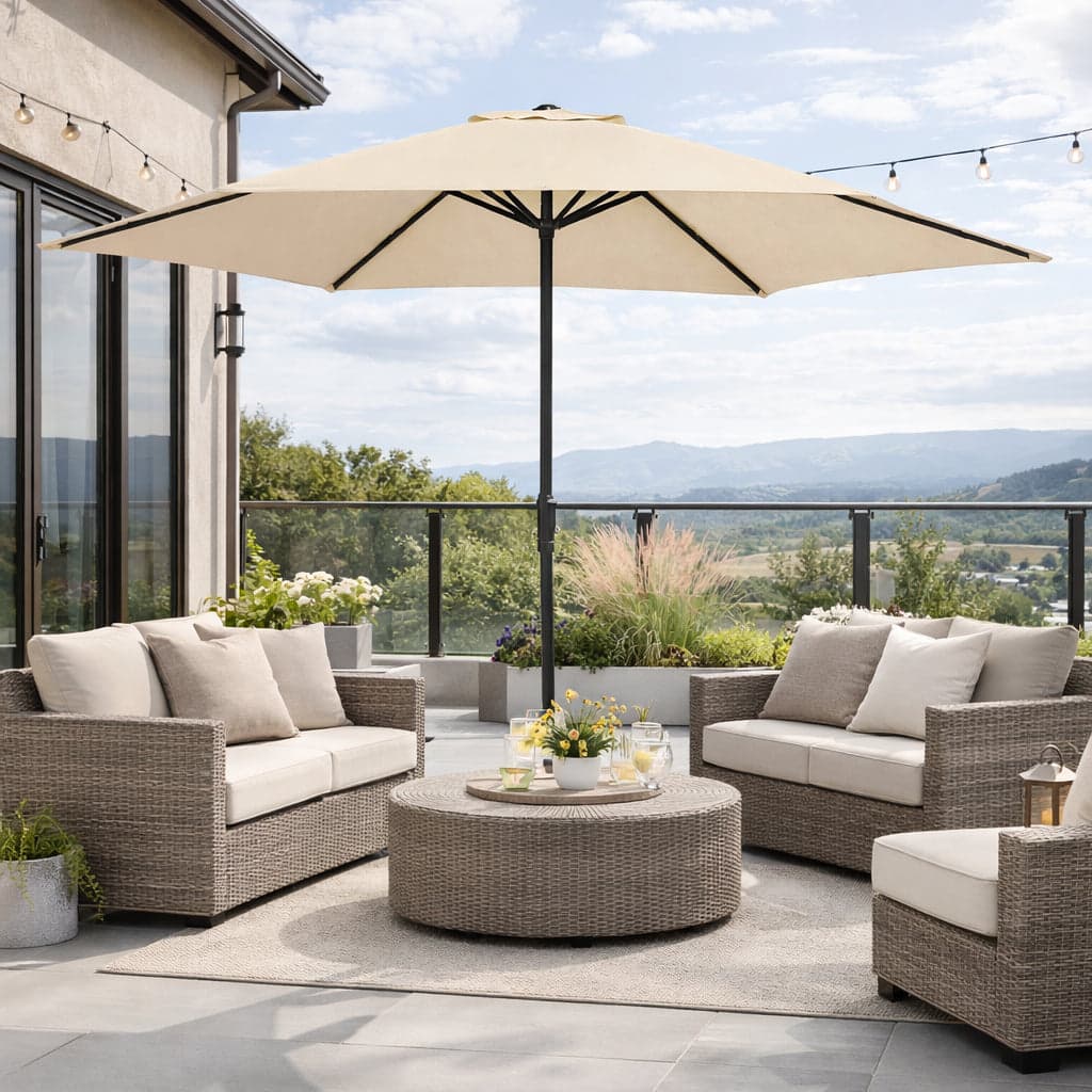 Ombrellone Giardino 2.7 mt con Palo Centrale AirVent Telo Poliestere Resistente Beige