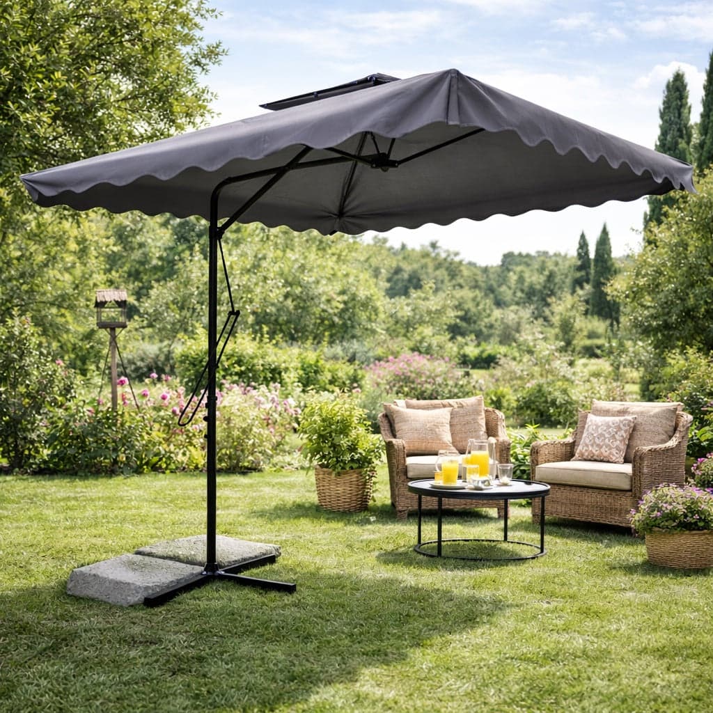 Ombrellone da Giardino Palo Decentrato 2.5x2.5 mt Impermeabile Grigio Apri&Chiudi in Ombrelloni Danyx - Casoria, commercioVirtuoso.it