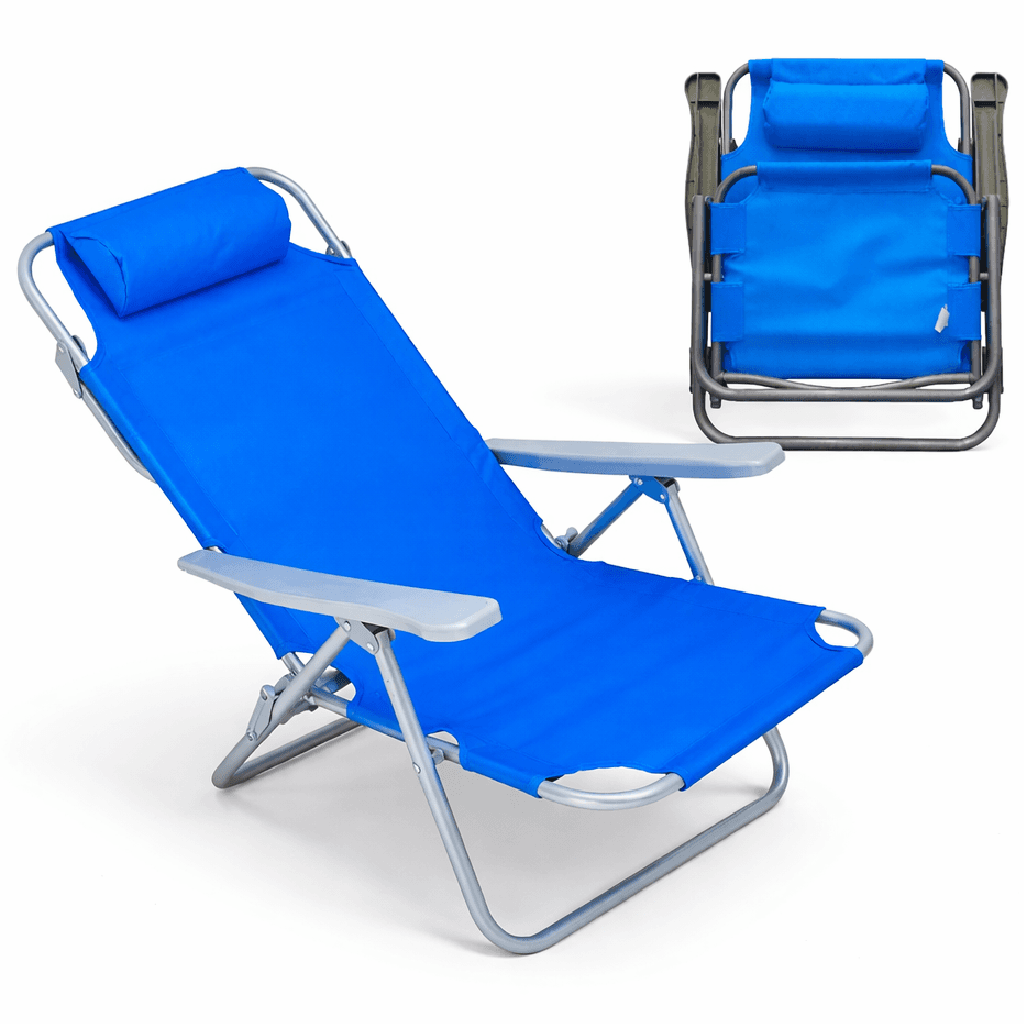 Sedia Spiaggina Prendisole Pieghevole Reclinabile 5 Posizioni Blu Mare Spaggia in Lettini Danyx - Casoria, commercioVirtuoso.it