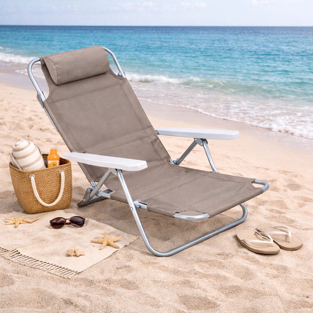 Sedia Spiaggina Prendisole Pieghevole Reclinabile 5 Posizioni Tortora Mare Spaggia in Lettini Danyx - Casoria, commercioVirtuoso.it