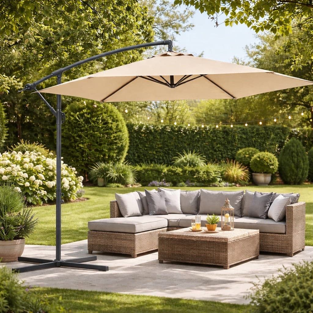 Ombrellone da Giardino Palo Laterale 3 mt Beige Alluminio Waterproof con Manovella in Ombrelloni Danyx - Casoria, commercioVirtuoso.it