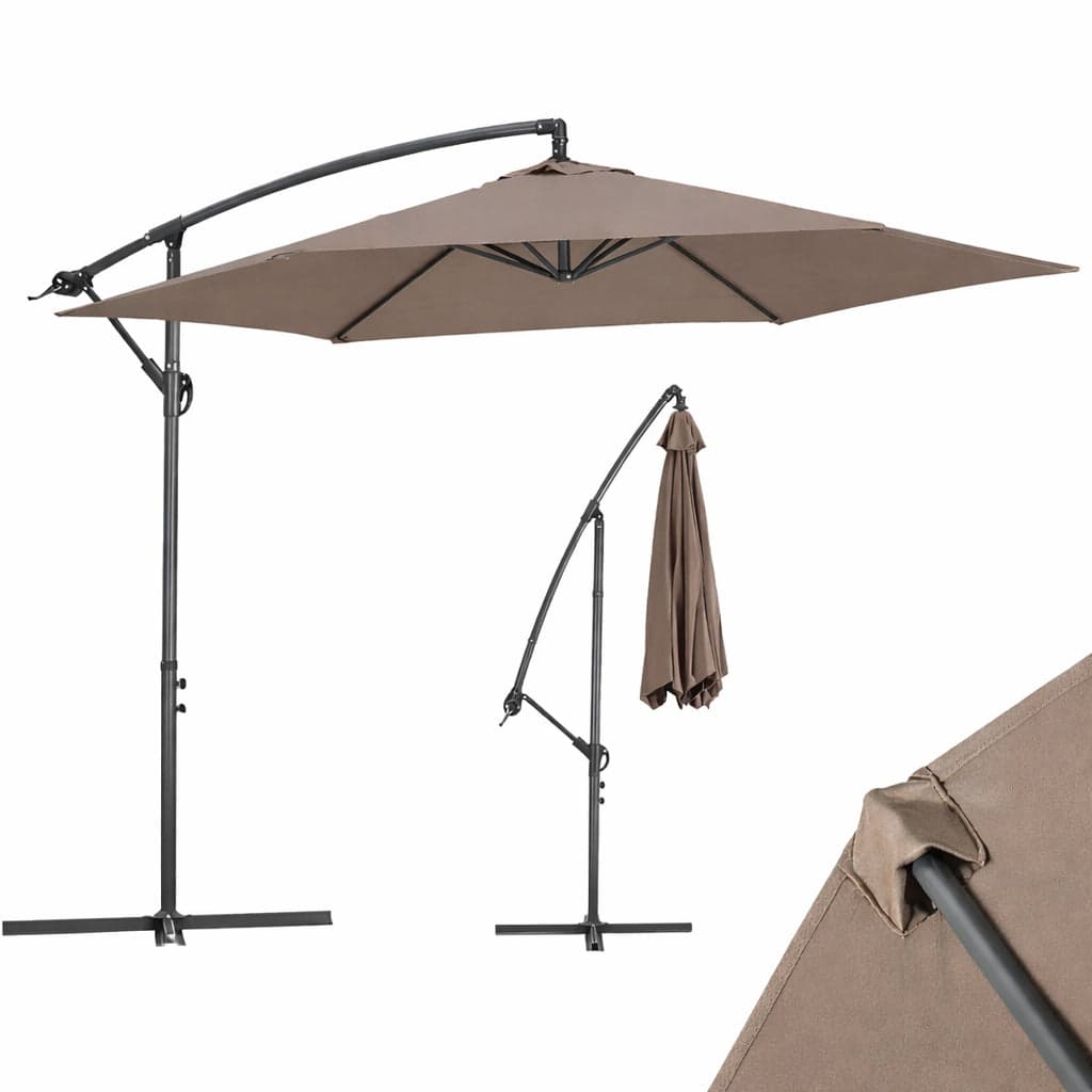 Ombrellone da Giardino Palo Laterale 3 mt Taupe Alluminio Waterproof con Manovella