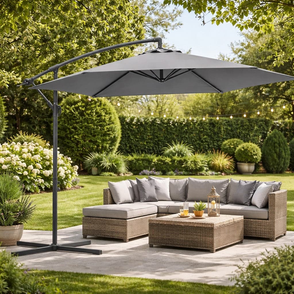 Ombrellone da Giardino Palo Laterale 3 mt Grigio Alluminio Waterproof con Manovella in Ombrelloni Danyx - Casoria, commercioVirtuoso.it