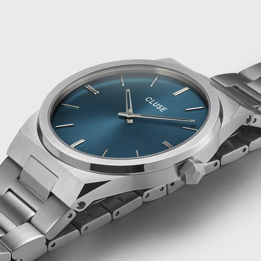 Cluse - Orologio Vigoureux Steel Petrol Blue, Silver Colour in Orologi da polso Alba Gioielli - Casoria, commercioVirtuoso.it