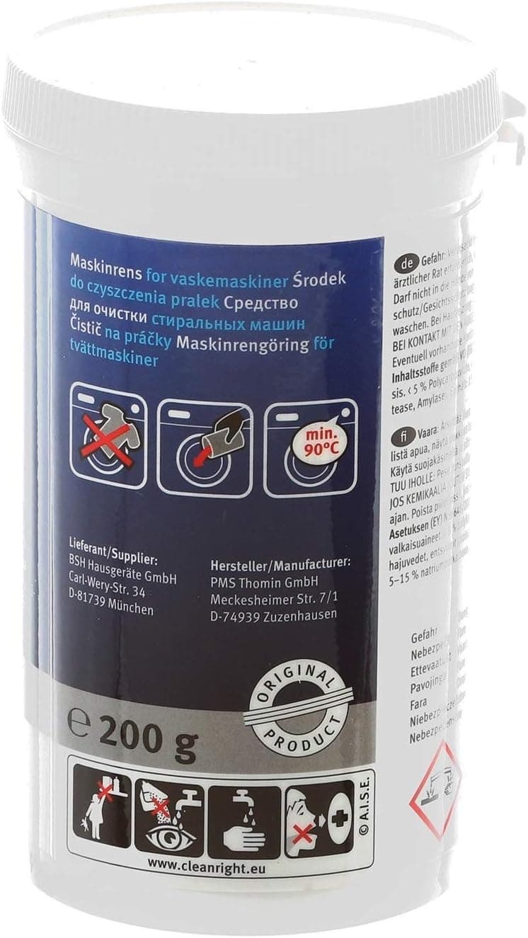 Detergente specifico in polvere per la cura della lavatrice Bosch 00311925 200gr in prodotto EuroStore07 - Alatri, commercioVirtuoso.it