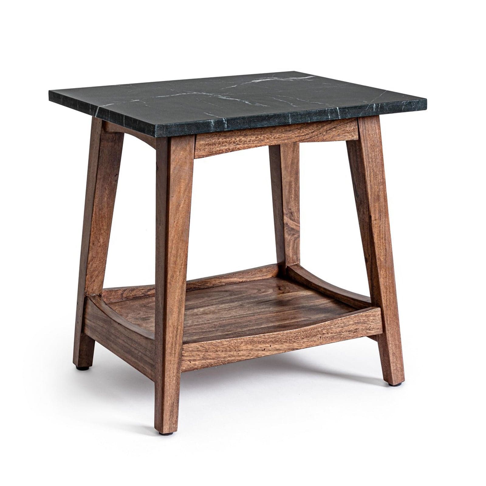 Tavolino "Pueblo" struttura in acacia piano in marmo per arredamento - 7