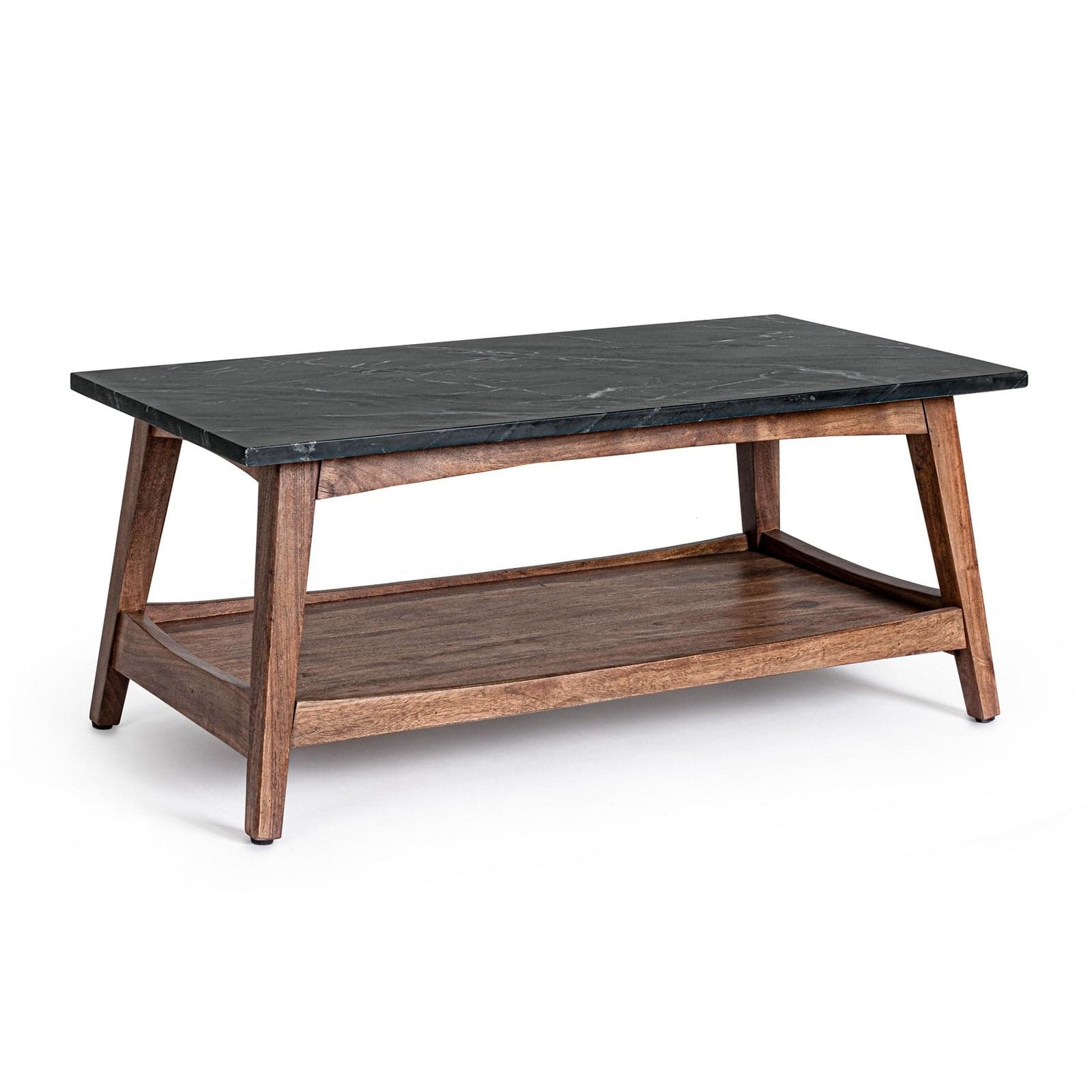 Tavolino "Pueblo" struttura in acacia piano in marmo per arredamento - 8