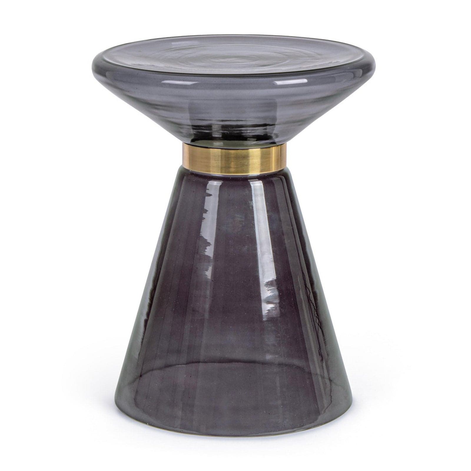 Tavolino "Azmin" in vetro con anello decorativo placcato ottone per arredamento - 15