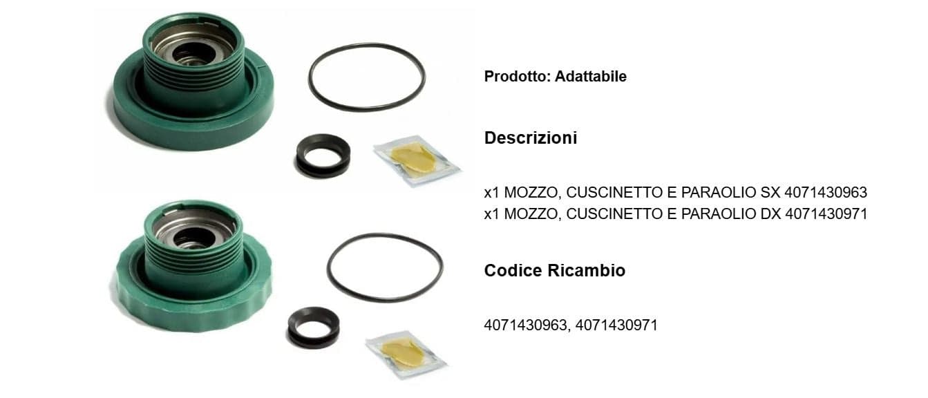 KIT CUSCINETTI MOZZO PER LAVATRICE REX ELECTROLUX 4071430963 + 4071430971 in prodotto EuroStore07 - Alatri, commercioVirtuoso.it