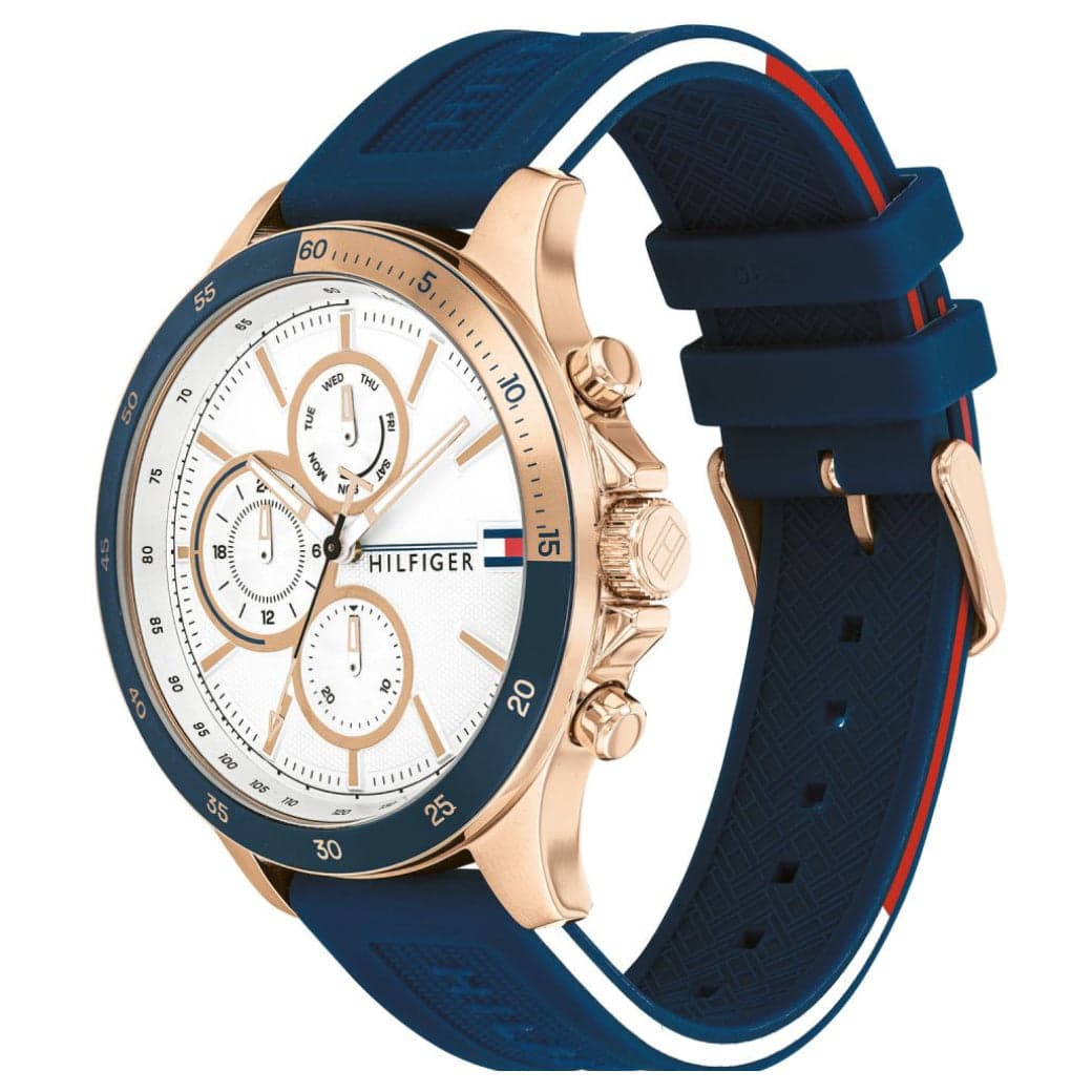 Tommy Hilfiger Orologio Analogico Multifunzione al Quarzo da Uomo con Cinturino in Silicone Blu - 1791778 in Orologi da polso Dupers Club - Campo di Giove, commercioVirtuoso.it