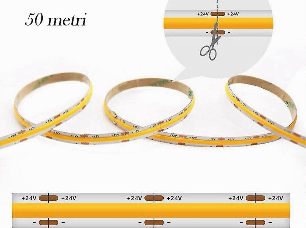 STRISCIA LED COB STRIP BOBINA 50MT 24VOLT LED SMD LUCE 4000K 6500K 3000K COB-50M in Nastri LED Trade Shop italia - Napoli, commercioVirtuoso.it