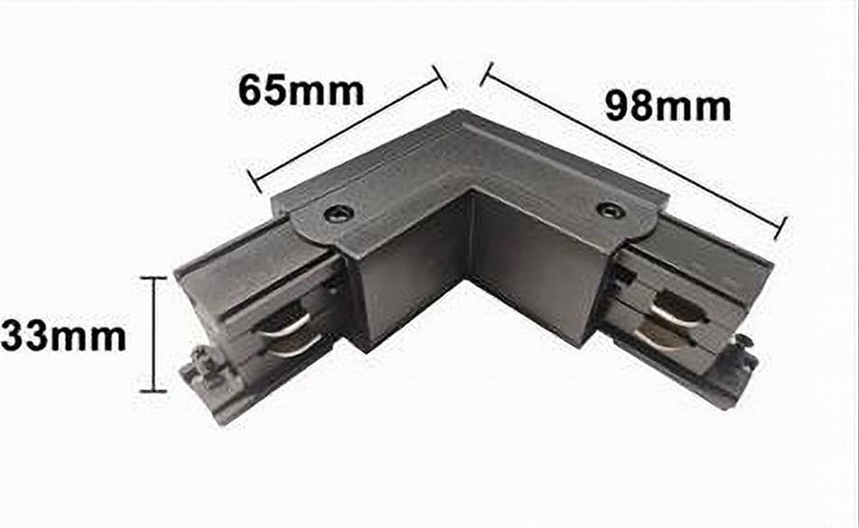 CONNETTORE ANGOLARE TIPO L GIUNTO CURVO BINARIO TRACK TRIFASE BIANCO NERO GF070-L in Teste faretto per sistemi di illuminazione a cavo e su binario Trade Shop italia - Napoli, commercioVirtuoso.it